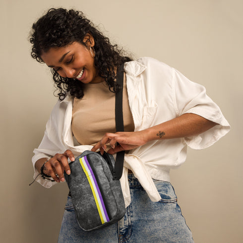 Nonbinary Pride Grunge Stripe Crossbody Bag